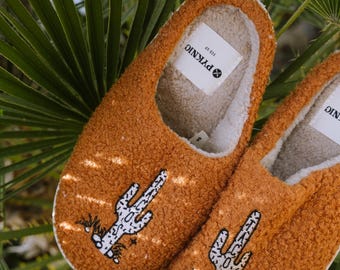 Cactus Tacos Slippers, Comfy Fleece Slippers, Taco Lover, Desert Art, Foodie Gift