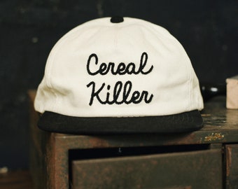 Cereal Killer Chainstitch Hat, Strapback Hat, Mens Hat, Womens Hats, Snapback, Vintage Baseball Cap, Foodie Gift, Food Puns, True Crime
