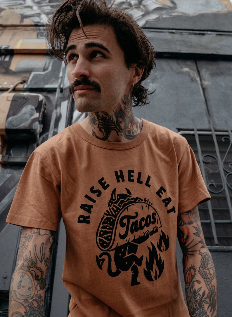 Raise Hell Eat Tacos Unisex Adult Taco Tshirt, Taco Tuesday, Texas, Shirts with Sayings, Food and Wine Festival Shirts, Funny Tshirt image 6