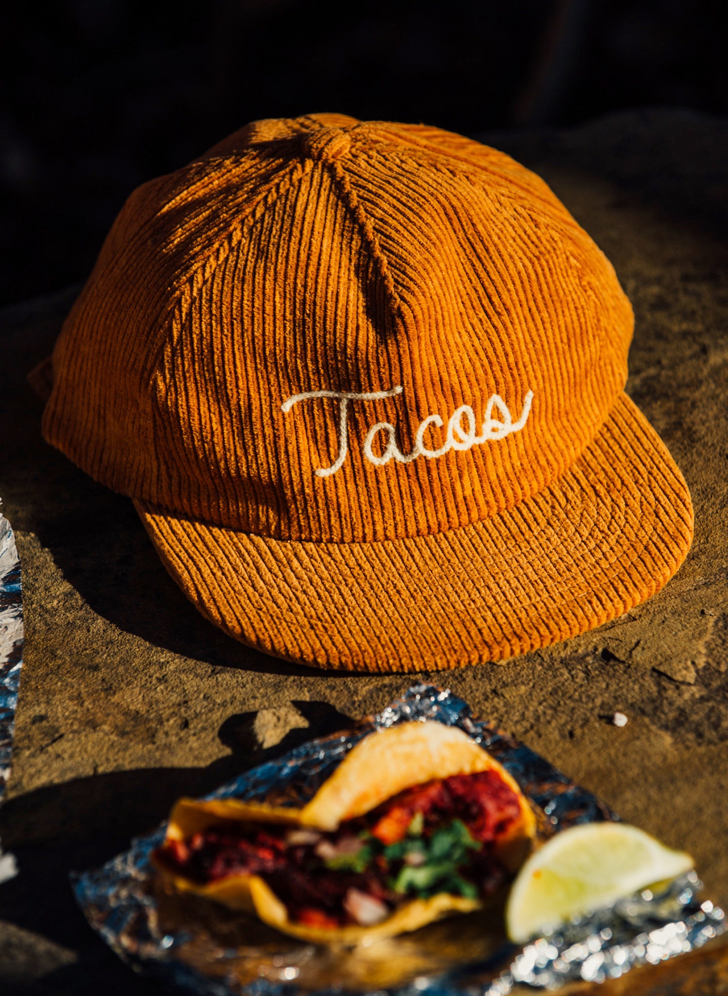Chainstitch Tacos Hat, Corduroy Strapback Hat, Mens Hat, Womens