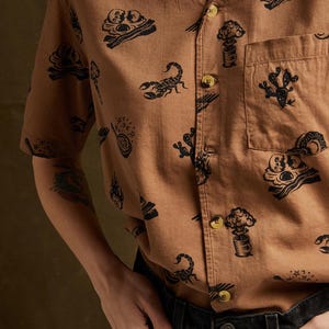 Brain Fried Unisex Adult Casual Cotton Blend Button-Up Shirt | Fried Foods, Desert, Coffee, Foodie Shirt, Food Lover Gift, Food Clothing
