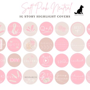 36 couvertures en surbrillance IG rose tendre et neutre Couvertures Instagram modifiables pour un usage professionnel ou personnel