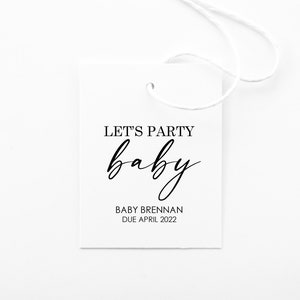 18 Printed Tags Custom Baby Shower Tags for Champagne Favor | Lets Party Baby Tags for Champagne Gift | Wine Tags for Baby Shower Favor | T1