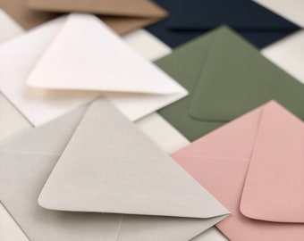 20 A2 envelopes for 4.25x5.5 cards | A2 euro flap envelopes for notecard | kraft envelopes white | sage envelopes rose | navy envelopes gray