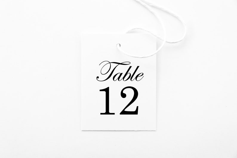 1 Custom Table Number Tag for Wedding Table Gift Printed Table Number Tags for Wedding Table Favors Classy Table Number Hang Tags image 1
