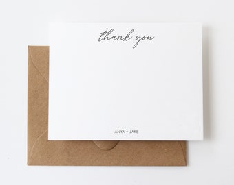 Personalized Thank You Note Cards | Custom Thank You Stationery Set | Modern Script Thank You | Wedding Thank You Card | Engagement Gift |N7