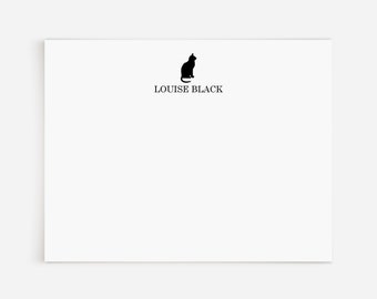 Personalized Cat Stationery for Women | 12 Custom Cat Lover Note Cards