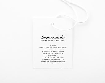 elegant homemade gift tags for handmade items | personalized tag for favors | homemade tags |  18 printed tags for wedding favors |  T1 ELE