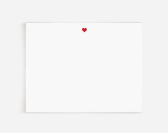 Simple Heart Stationery | Personalized Heart Note Card Valentine Stationery | Simple Heart Stationary | 12 Heart Notecards & Euroflap |N34