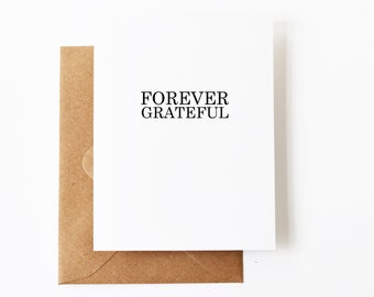 Forever Grateful Cards | 1or10 Modern Minimalist Thank You Note Set | Gratitude Folded Greeting Cards