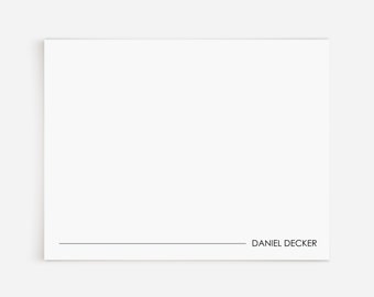 Personalized Minimalist Stationery for Professional | 12 Custom Name Mens Note Cards with Line | Simple Modern Minimalist