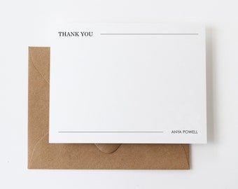 Personalized Stationery Set | 12 Custom Thank You Notes | Modern Business Stationery | Business Gift Box | Flat Mens Thank You Cards |N63