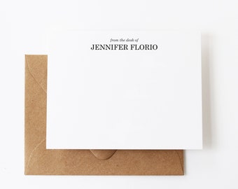Personalized Teacher Stationery Set | 12 Custom Teacher Note Cards Gift | From the Desk of Notes