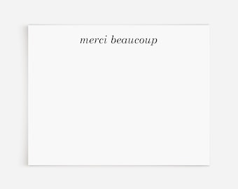 Merci Beaucoup Note Card Stationery Set | 12 French Thank You Notecards