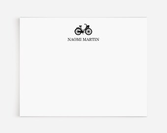 Personalized Bicycle Stationery Thank You Notes  | 12 Flat Classic Minimal Vintage Bike Note Cards