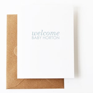 Personalized Baby Shower Card | Custom Welcome Little One Card | Simple Modern Minimalist Italics Script