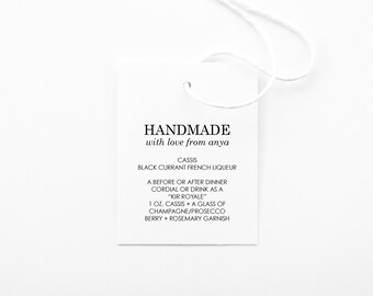 handmade gift tags for handmade items | personalized tag for favors |  tags for homemade goods |  18 printed tags for wedding favours |  T2