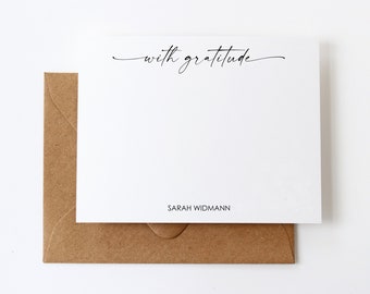 With Gratitude Stationery Set | With Gratitude Note Cards | 12 With Gratitude Cards | Personalised Graduation Gift for Her | N45 swish