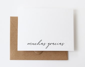 12 Muchas Gracias Note Cards | Spanish Thank You Card | Gracias Stationery |  French Merci Card | Grazie Card | Spanish Teacher Gift | N33