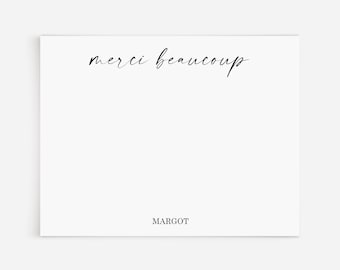 Personalized Merci Beaucoup Stationery Set | 12 French Thank You Note Cards