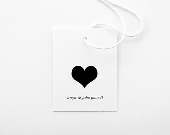 Personalized Heart Gift Tag | Wedding Table Place Card Favor Tag | Love Script Names