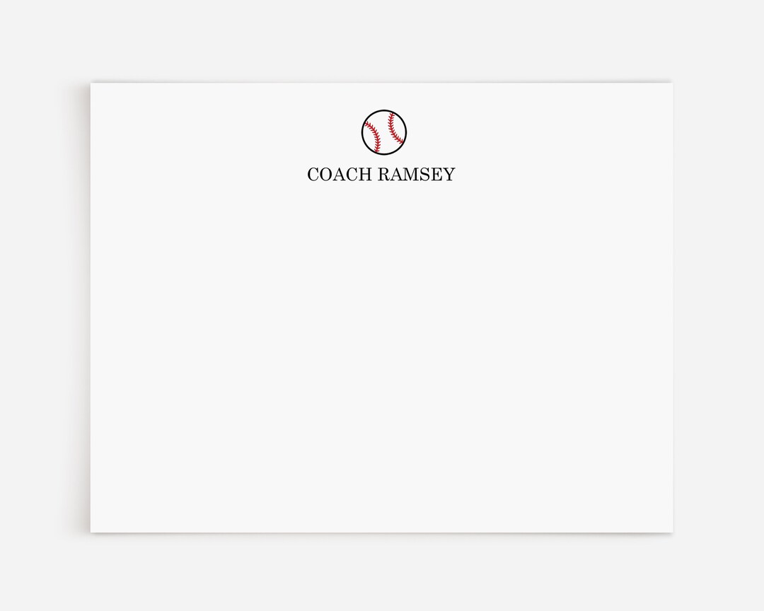 Personalized Baseball Note Card Stationery Set of 12 | Custom Softball ...