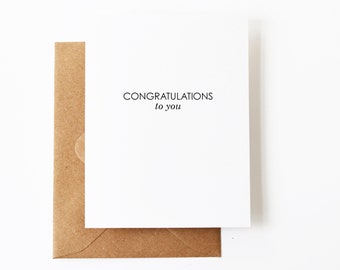 Minimalist Congratulations Card for Engagement | Modern Congratulations Card for Graduation | 1 or 10 Congratulations Cards for Wedding |G12