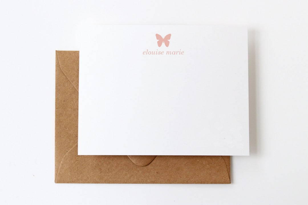 Personalized Butterfly Note Cards | Custom Italics Girl's Butterfly ...