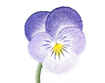 Pansy Needle Painting Embroidery Kit: Purple Floral Design (PDF File)