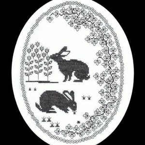 Cross-Stitch Meets Blackwork - Rabbits - Beginners Hand Embroidery Kit