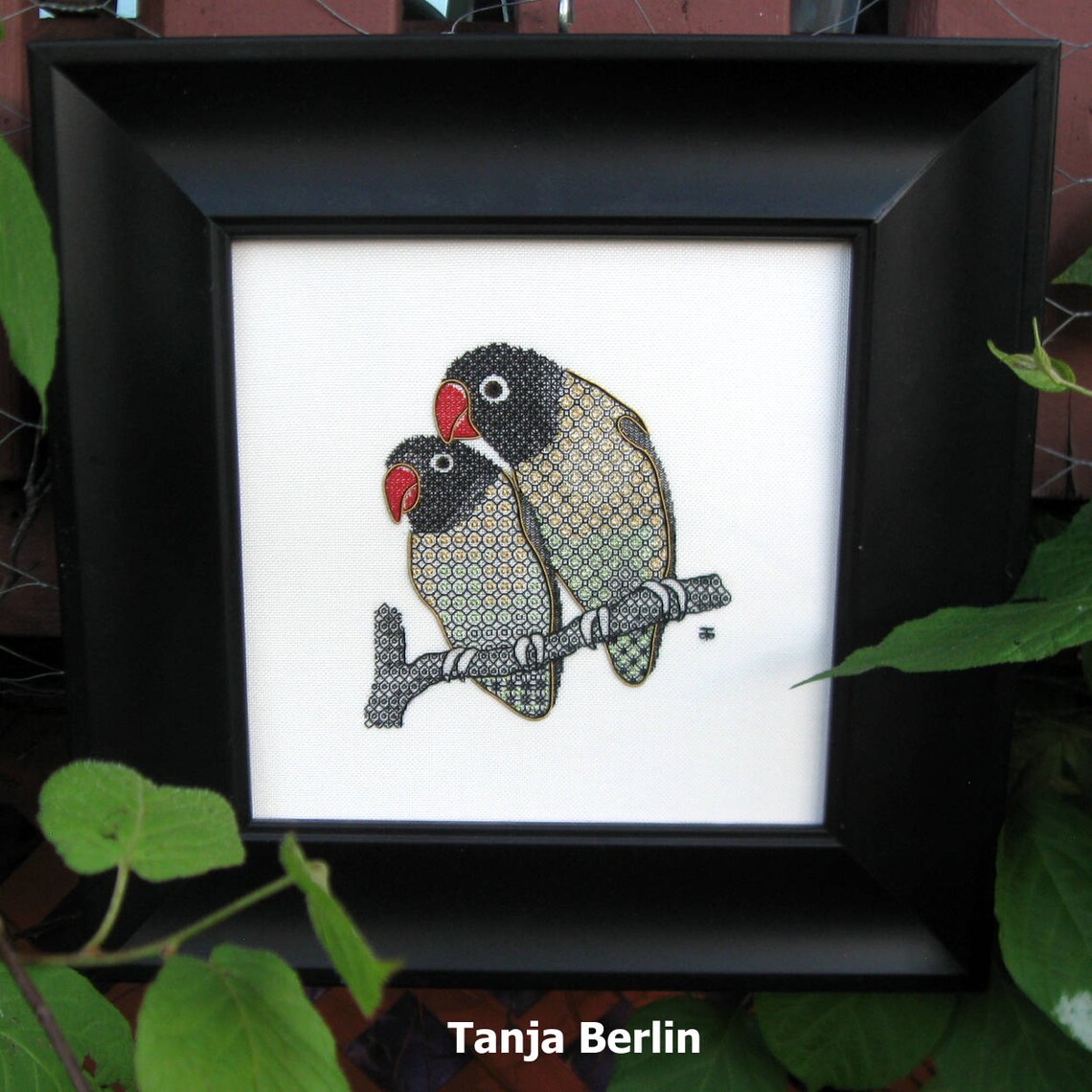 Hand Embroidery Kit: Blackwork Lovebirds What You Looking At Blackwork ...