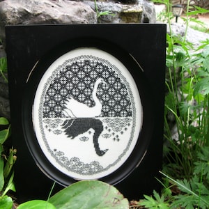 Cross-Stitch Meets Blackwork - Swan Reflections - Beginners Hand Embroidery Kit
