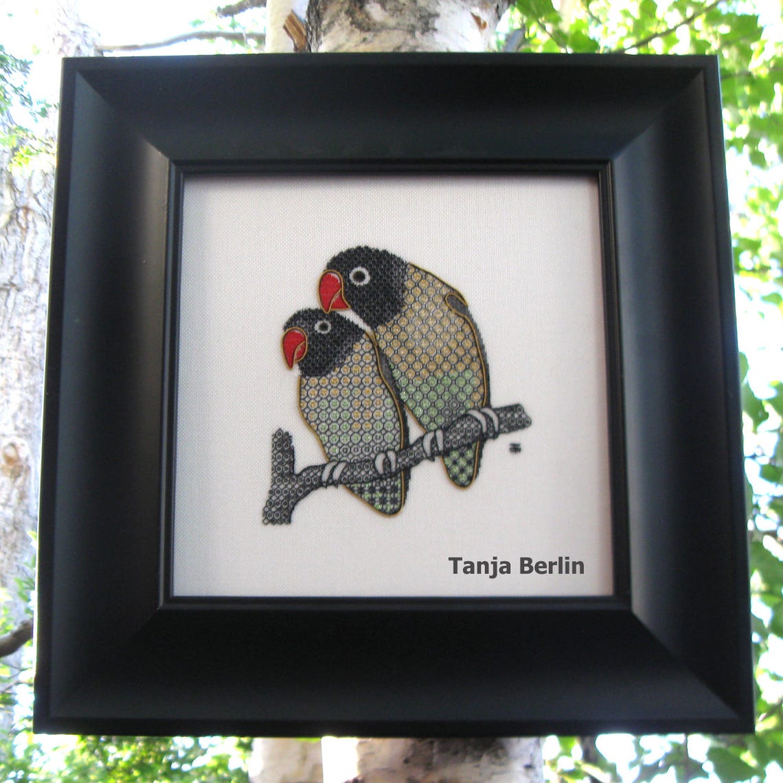 Hand Embroidery Kit: Blackwork Lovebirds What You Looking At Blackwork ...