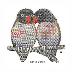 Hand Embroidery Kit - Blackwork Lovebirds Embroidery Kit - Just the Two - Blackwork Hand Embroidery Kit