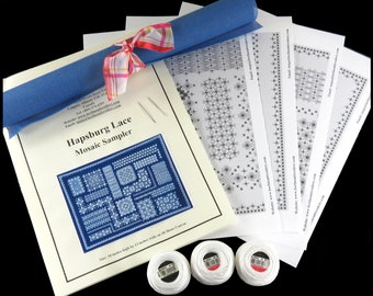 Embroidery Kit: Hapsburg Lace Mosaic Sampler Hand Embroidery Kit