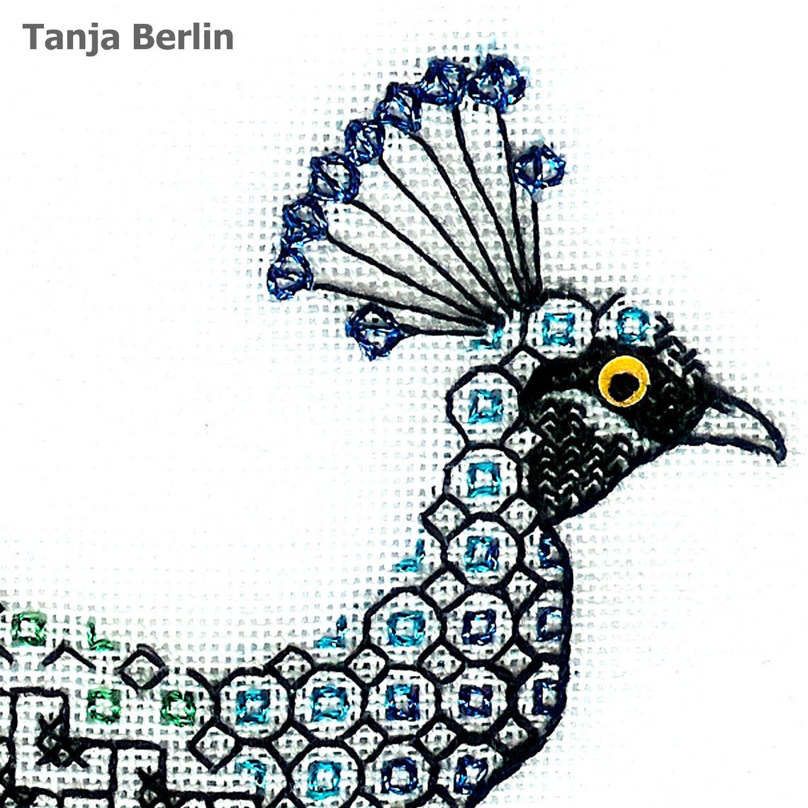 Hand Embroidery Kit Blackwork Peacock Hand Embroidery Kit Etsy Australia