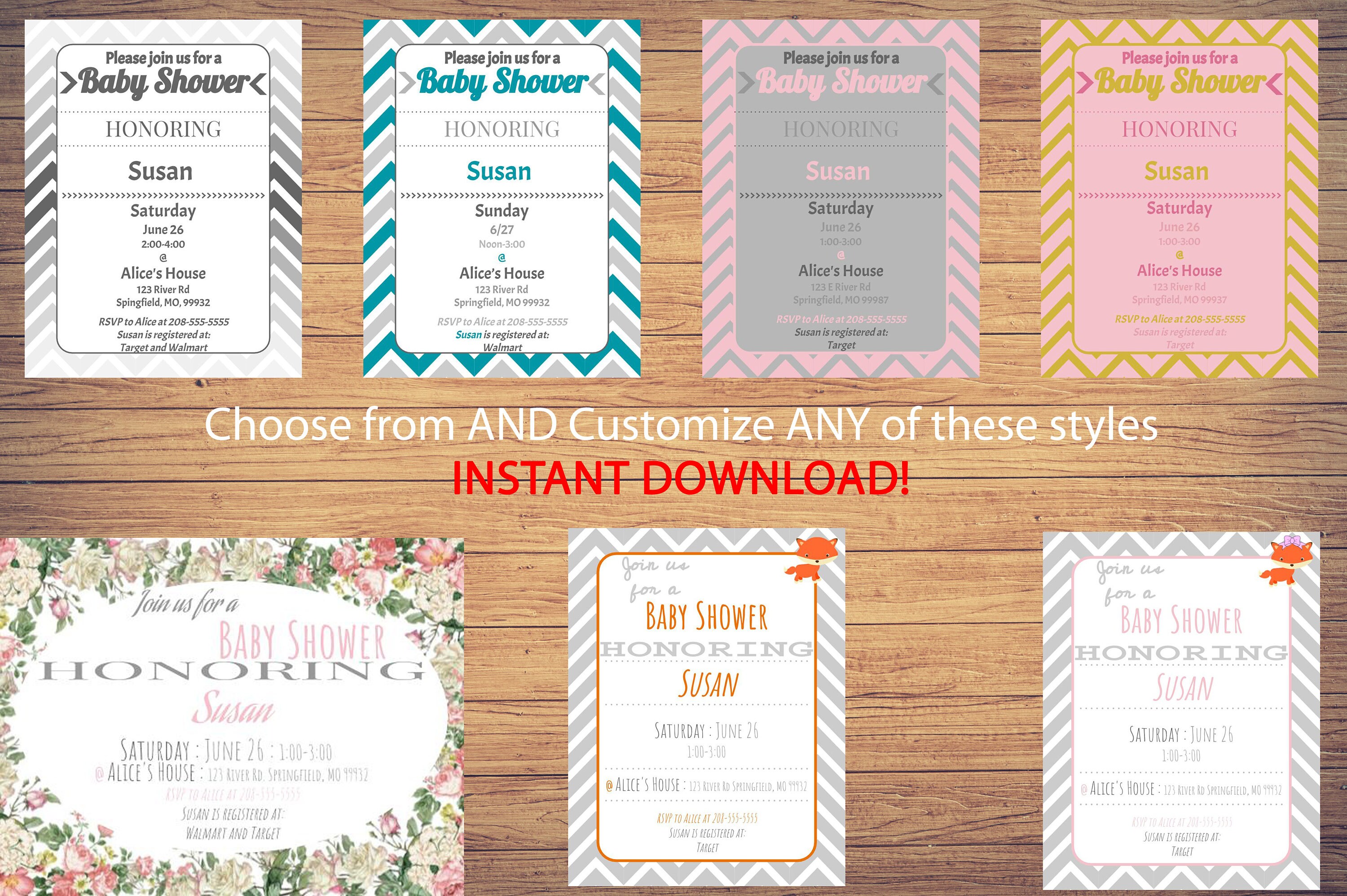 Customizable Baby Shower Invitations Instant Download - Etsy