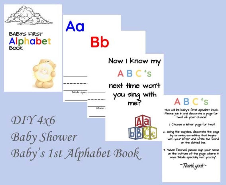 DIY Baby Shower Alphabet Book Pages Etsy