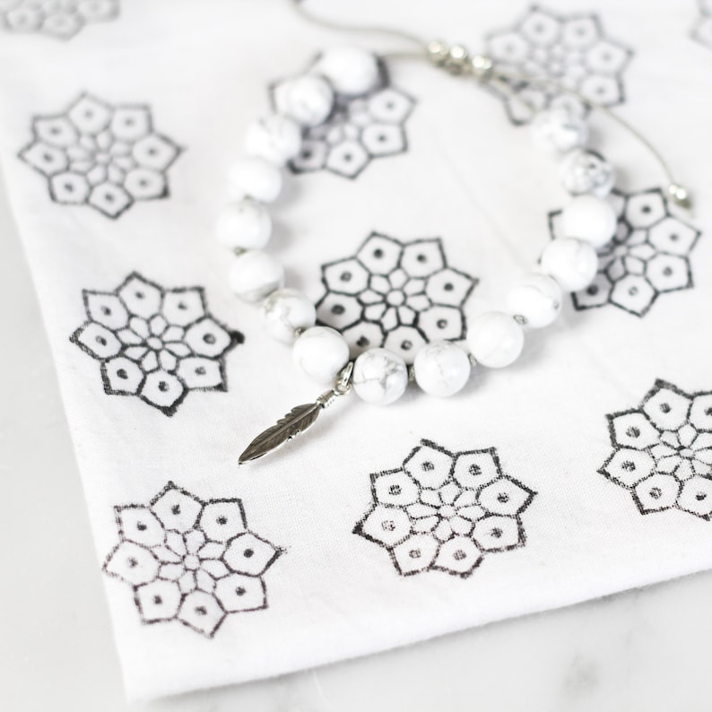 women/'s beaded bracelet mala CALM Howlite Mala Bracelet beaded gemstone bracelet gift for her gemstone mala beads yoga bead bracelet