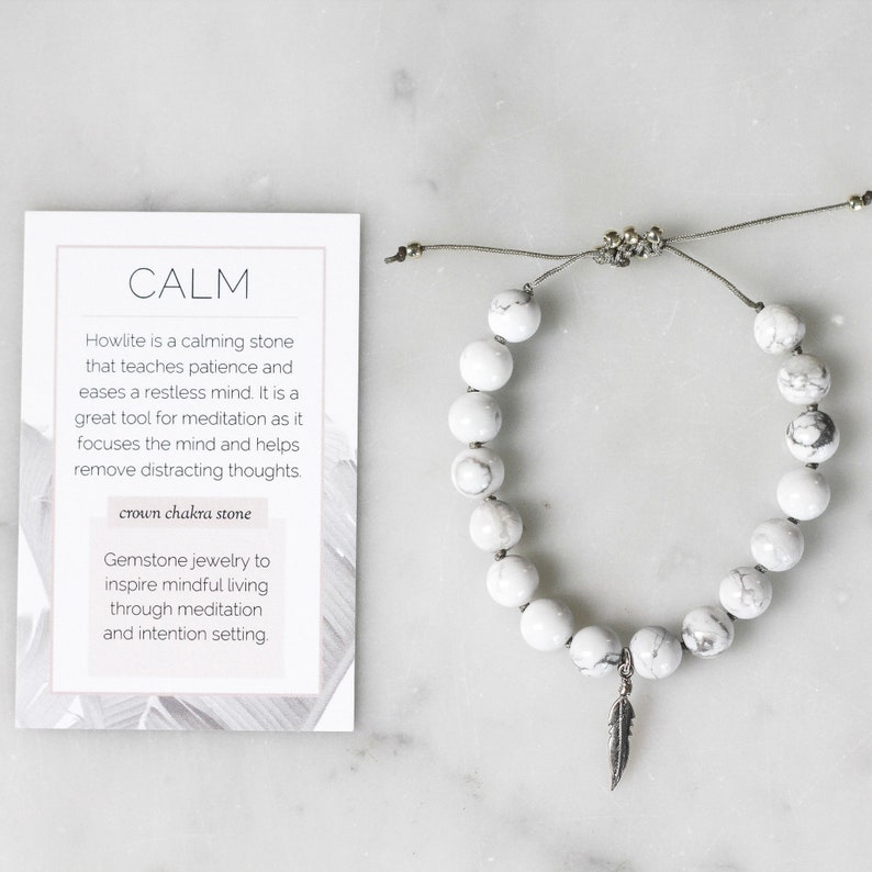 women/'s beaded bracelet mala CALM Howlite Mala Bracelet beaded gemstone bracelet gift for her gemstone mala beads yoga bead bracelet