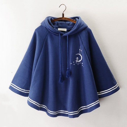 Cute Moon Cat Cape Hoodie Coat Cloak Coat Cat Hoodie Etsy