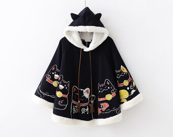 Poliking Unisex Baby Kids Toddlers Wear Hooded Cape Double Row Wood Button With Hat Cloak 