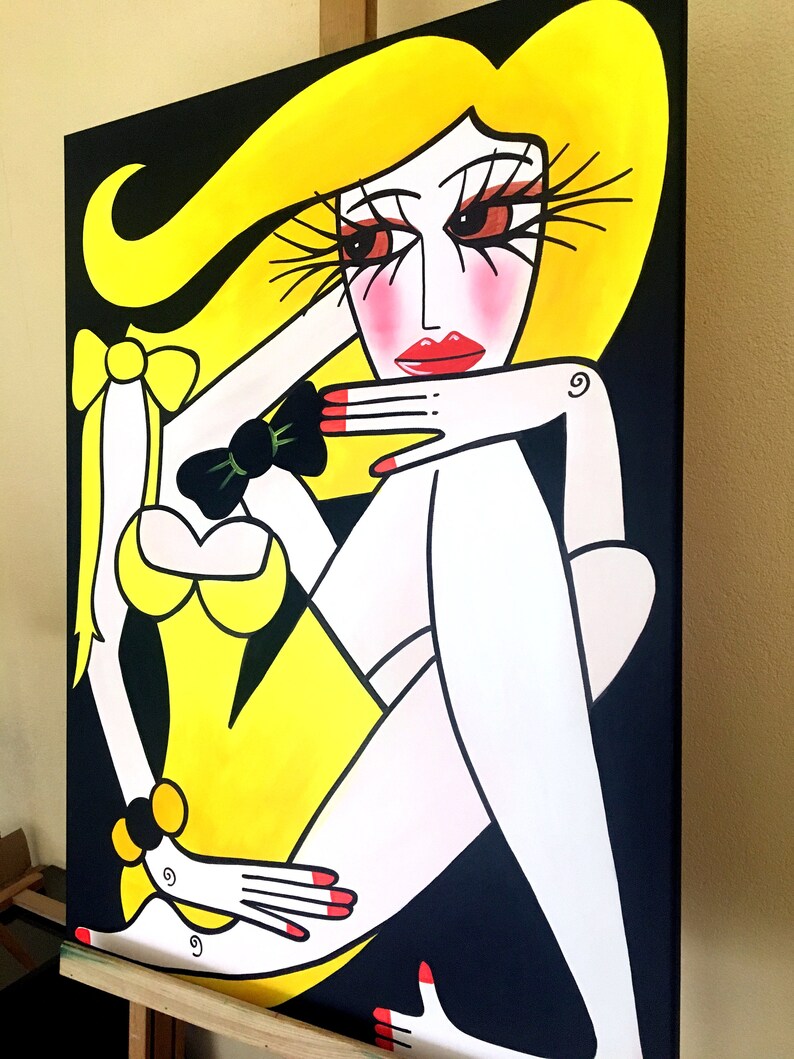 Abstract painting on canvas Large wall art Woman pop art