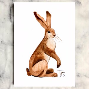 Hand Painted Rabbit ACEO Watercolor | Miniature Bunny Art | Tiny OOAK Collectible Gift | 2.5x3.5” Original Art Card