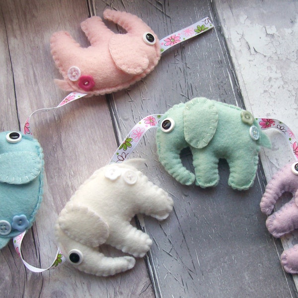 Decor van de kwekerij van de olifant, Pastel Baby Bunting, vilt Garland, kinderkamer kunst, vilt olifant
