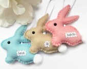 Personalised Rabbit Gift, Cute Easter Bunny, Custom Colours, First Easter Tree Hanging Decorations, Baby Basket Keepsake,