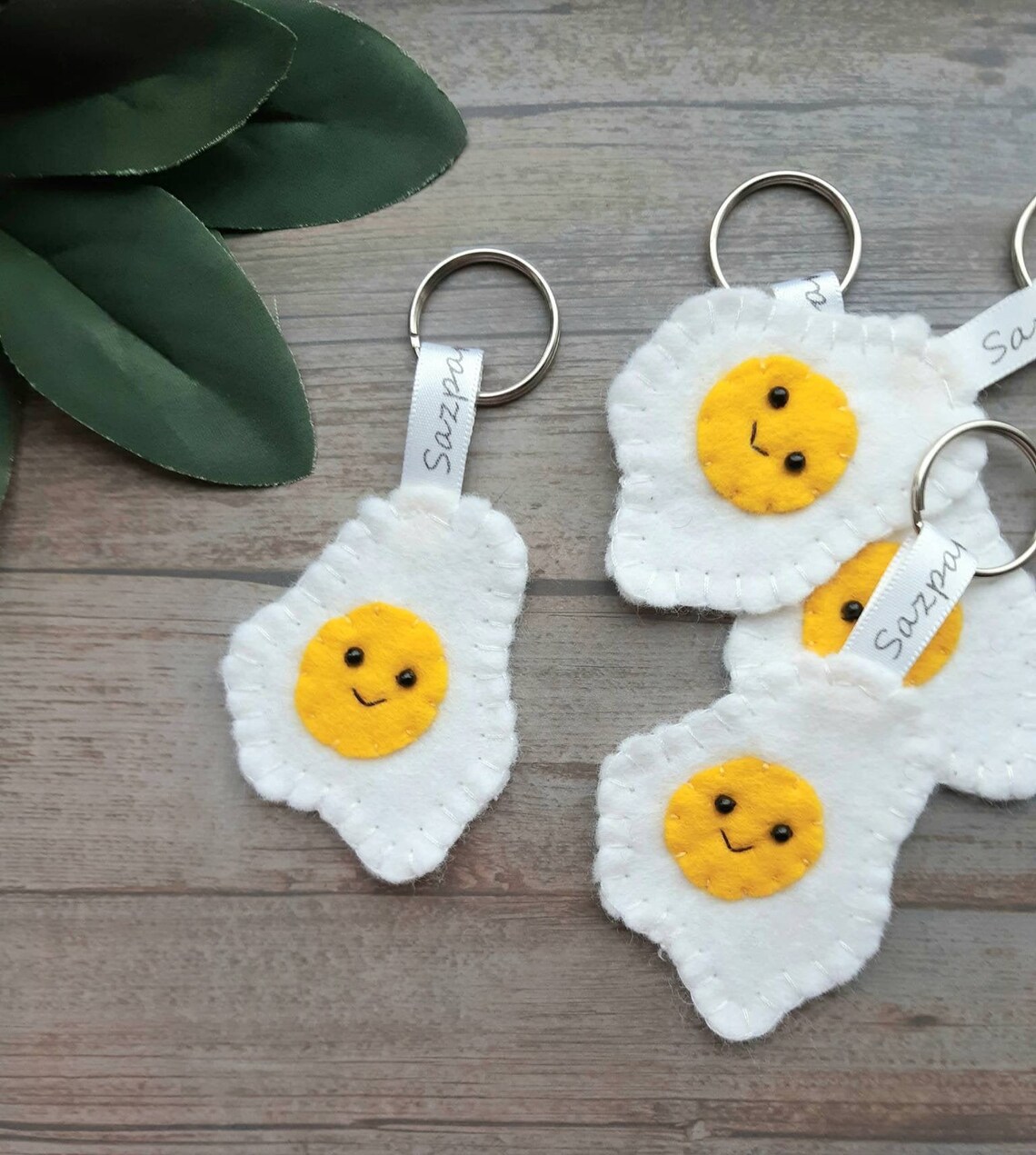 Felt Fried Egg Keyring Novelty Keychain Fun Unisex Gifts Etsy