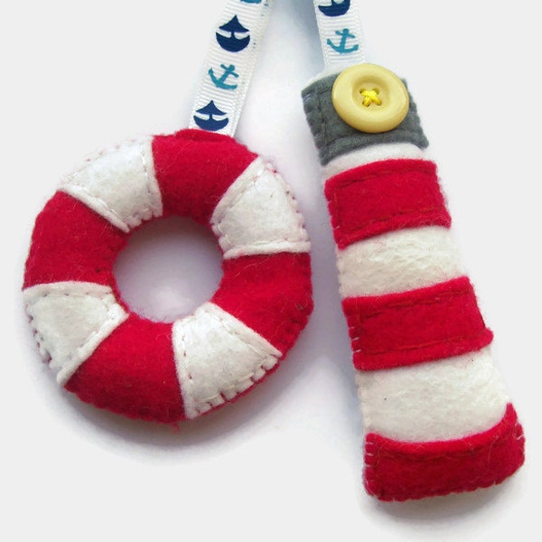 Nautische kwekerij Decor, voelde vuurtoren sieraad, nautische geschenk, Baby douche decoraties, redder in nood