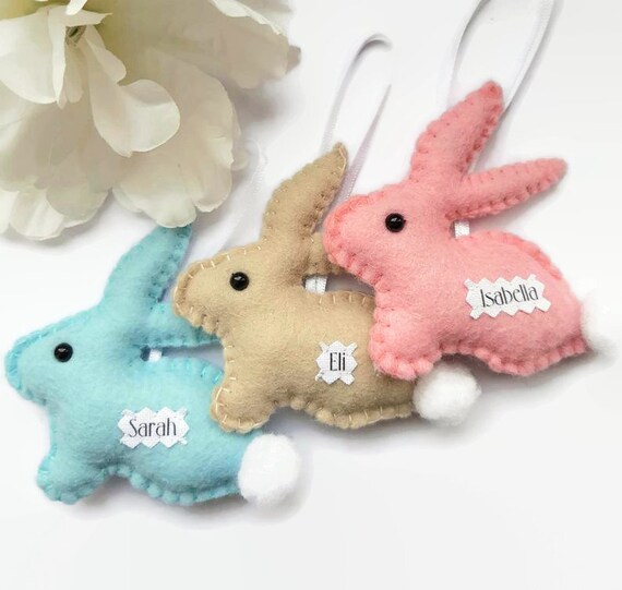 Personalised Easter Decoration Felt Easter Bunny Etsy UK