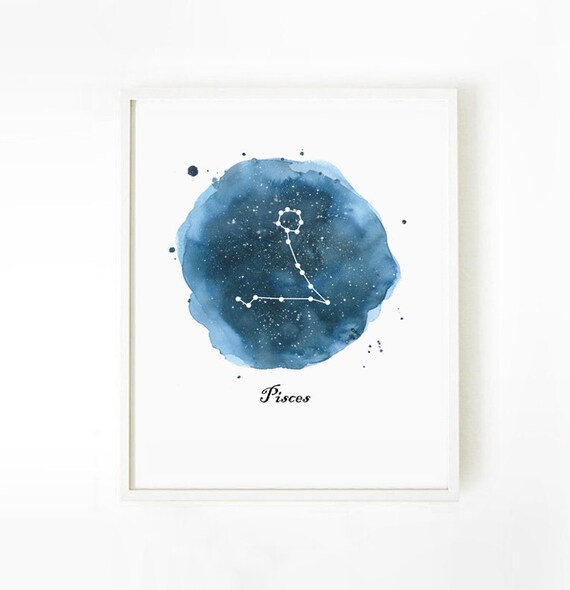 Astrology Wall Art Pisces Constellation Embroidery Art Pisces Zodiac Embroidery Navy Blue Wall Art Stargazing